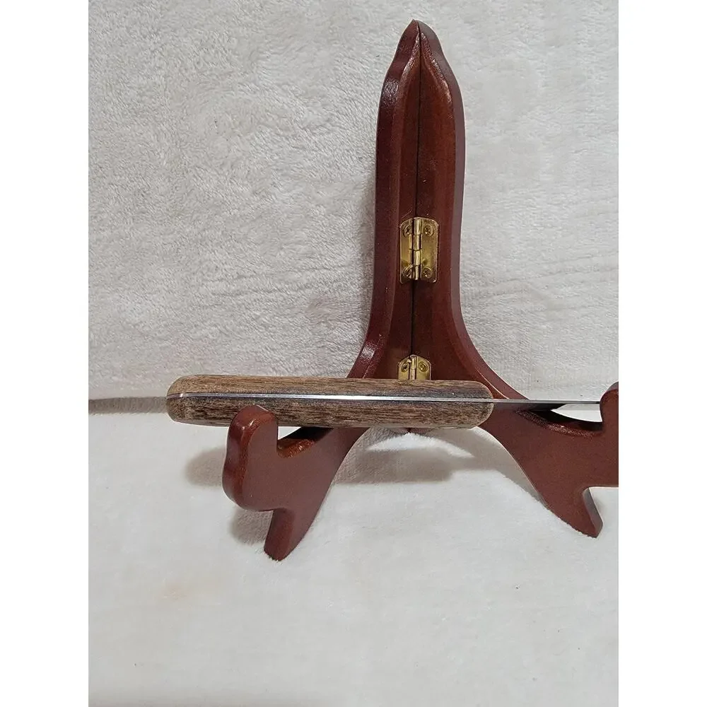 Vintage Serrated Steak Knife with wood handle and brass pins